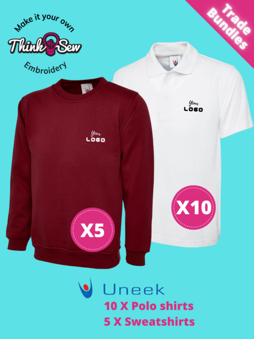 Sole trader, team and tradesmen embroidered Sweatshirt and embroidered Polo Shirt discounted bundle